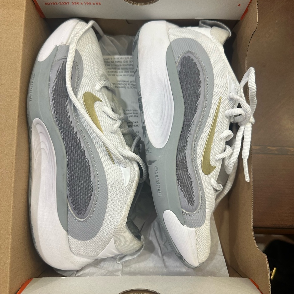 Nike Kids' White, Gray, and Gold Sneakers